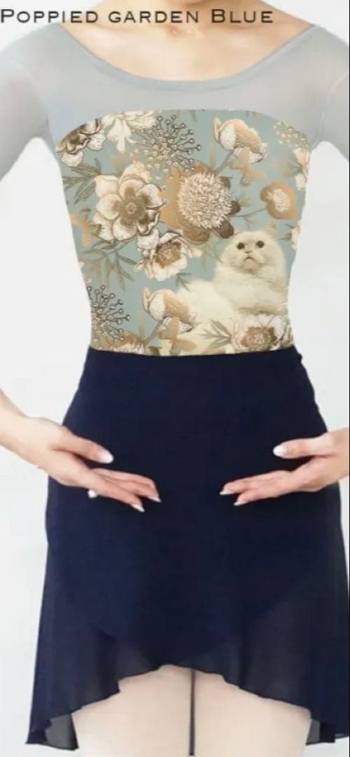 Unoa ウノアPoppied garden Blue 7分袖レオタードM - メルカリ