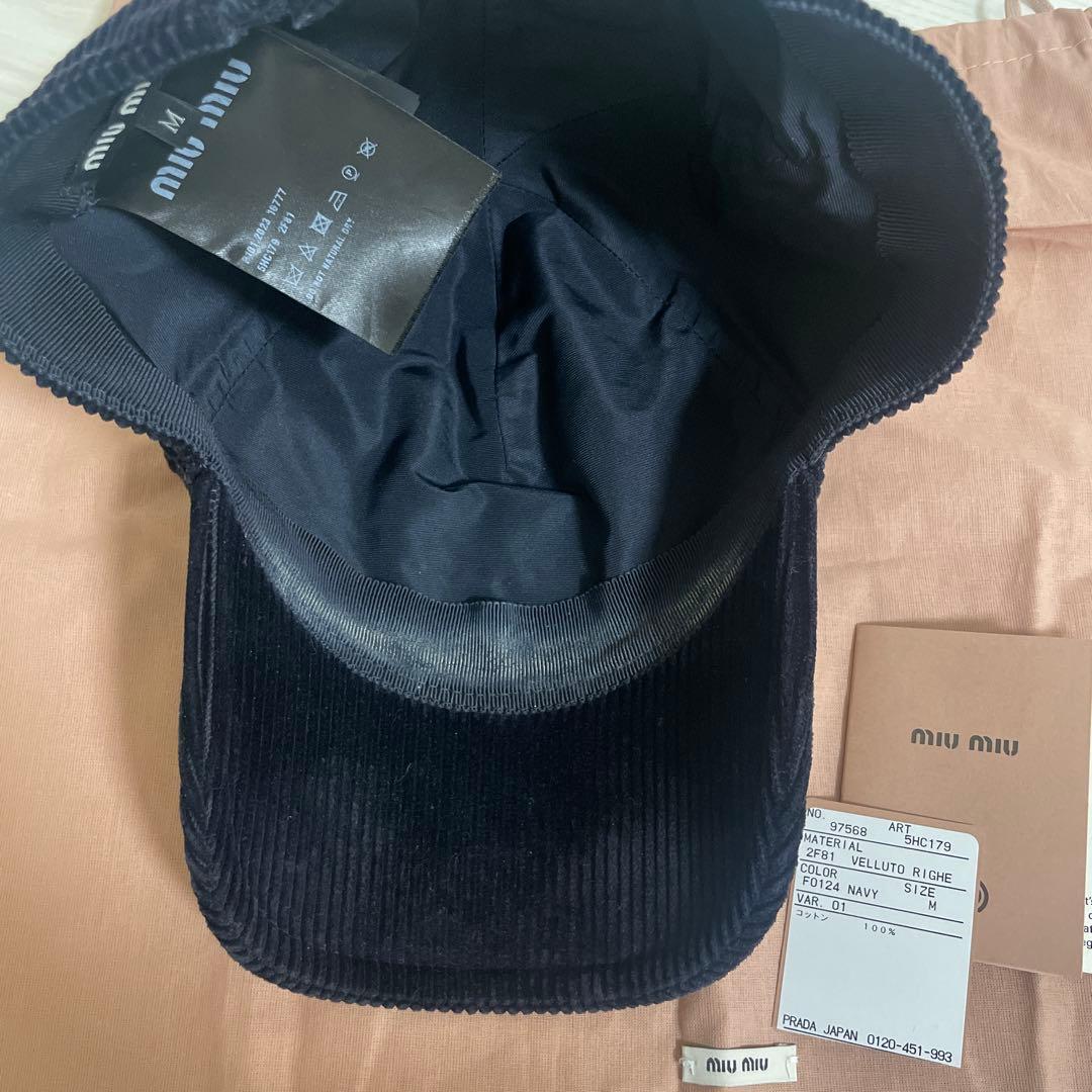miu miu コーデュロイキャップ Mサイズ ネイビー - メルカリ
