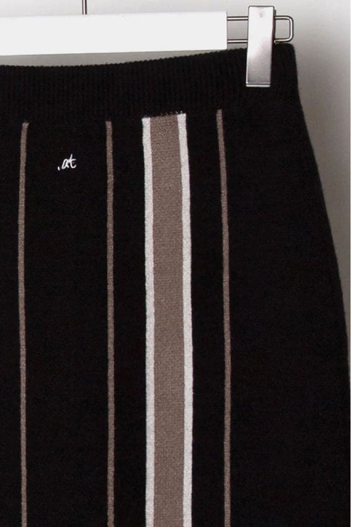 .at 高野洸 Stripe Jacquard Knit Long Skirt Stripe Multi Color Rayon Poly Knit Long Skirt For Women