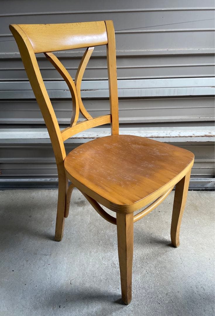 良品 ビンテージ/無垢材/曲木/ダイニングチェア/クロスバックチェア