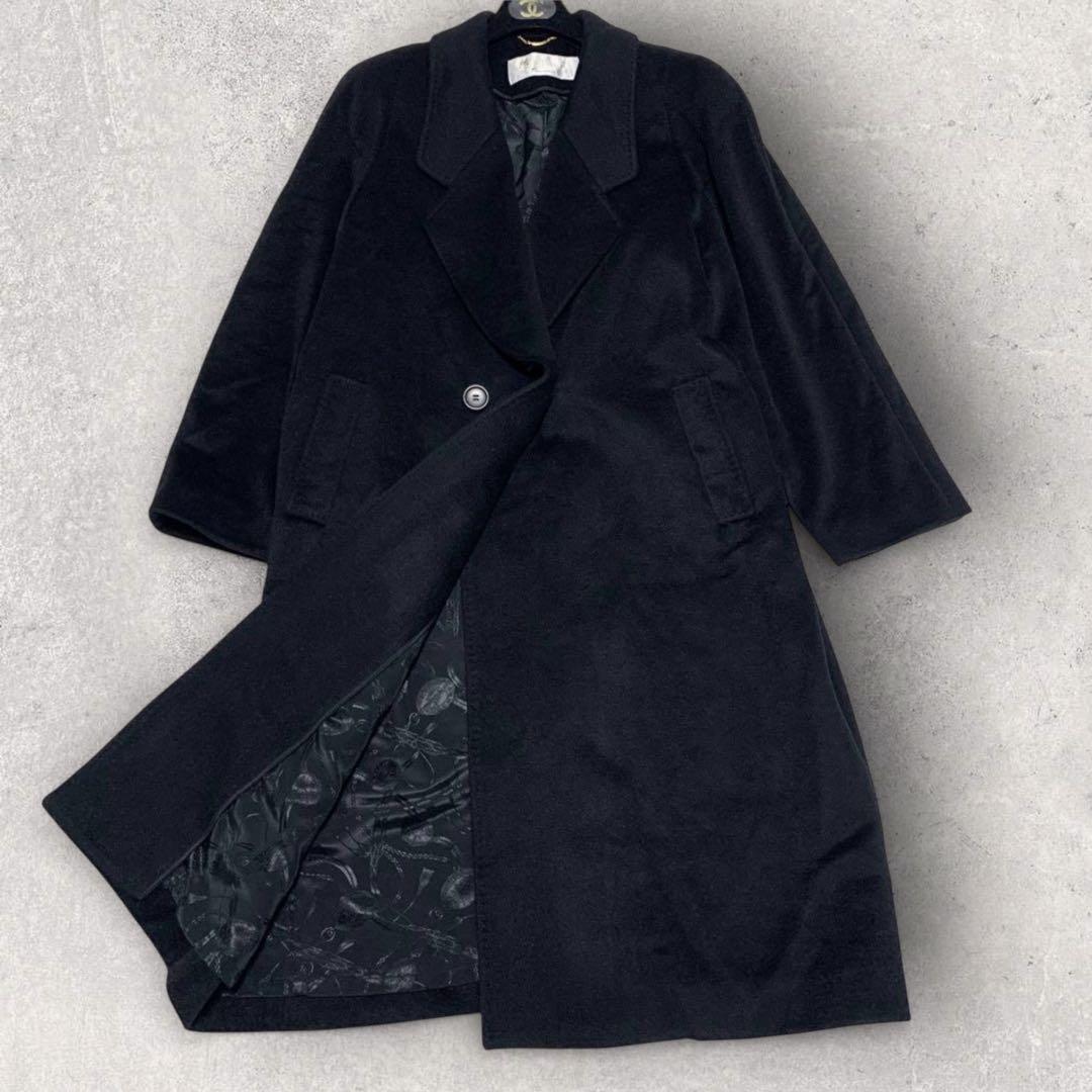 カシミヤ100％】 藤井毛織 ロングコート ブラック ダブル Mサイズ 9AR