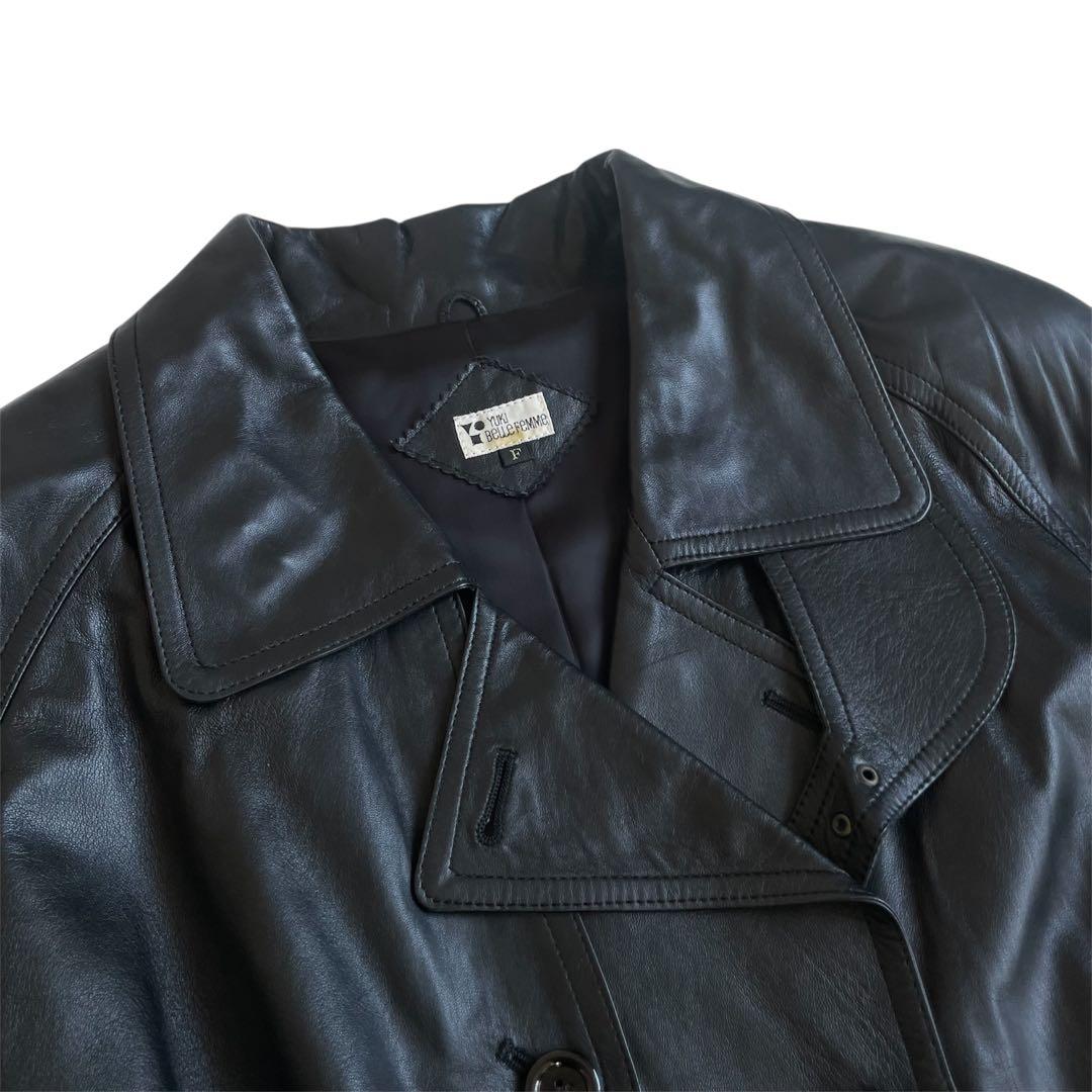 ユキ ベルファム 羊革 ラムレザー トレンチコート ベルトデザイン仕様