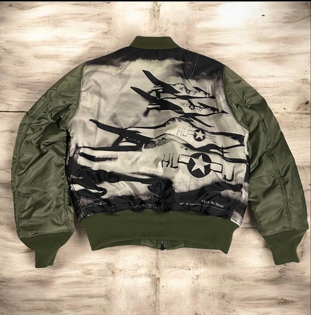 希少】ALPHA MA-1 リバーシブル 戦闘機柄 セージグリーン カーキ M