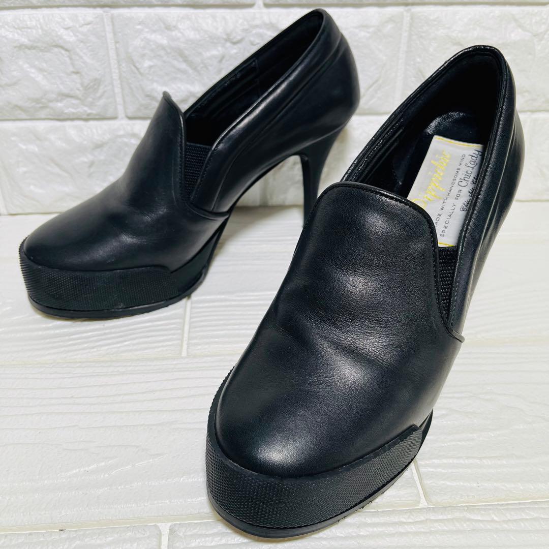 美品】PIPPICHIC ピッピシック レザースリッポンパンプス 黒 36.5