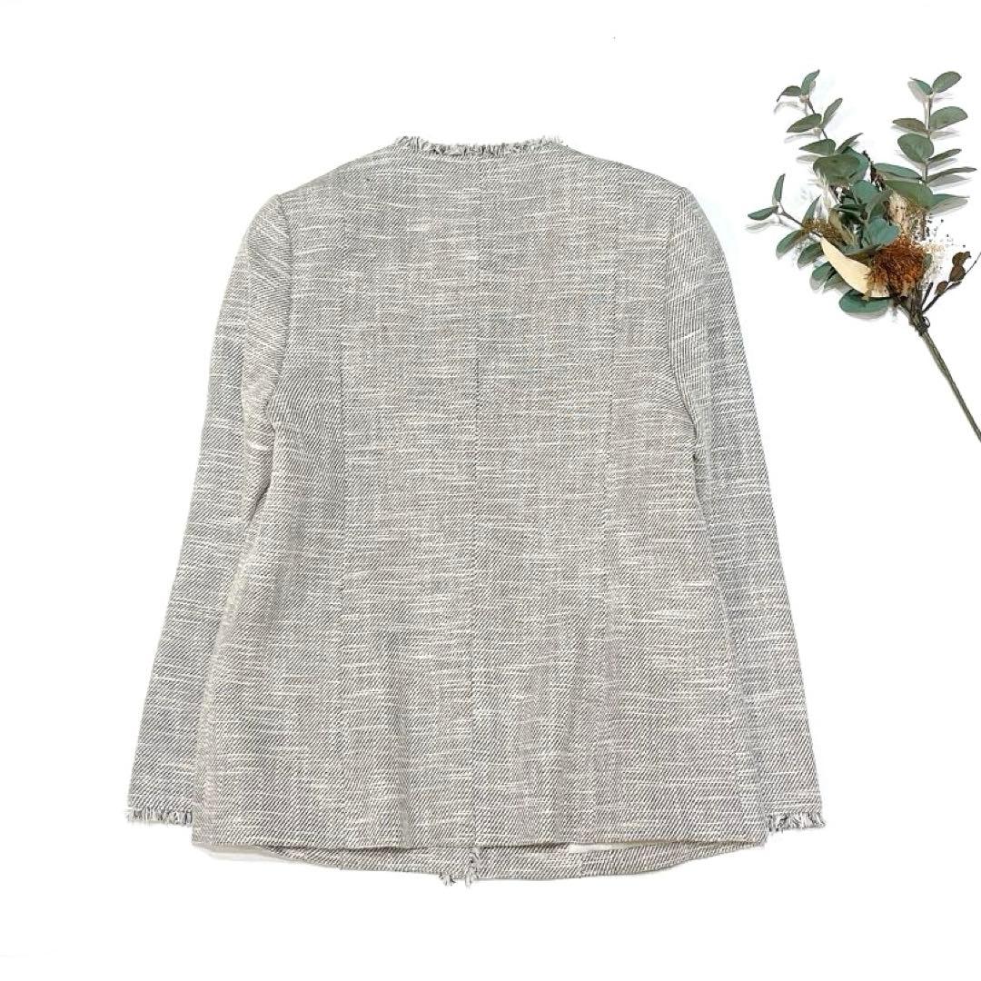 allureville スラブツイードクルーショートコート 麻 金ボタン 1