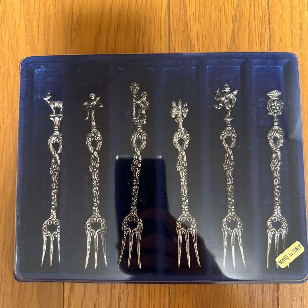 イタリア製 ルネッサンス モチーフシルバー スプーン6本セットフォーク