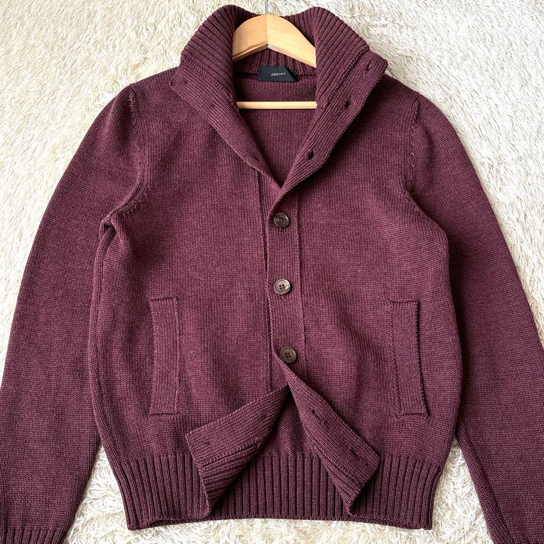 ZANONE CHIOTO ミドルゲージウールスタンドカラーニット ボルドー44
