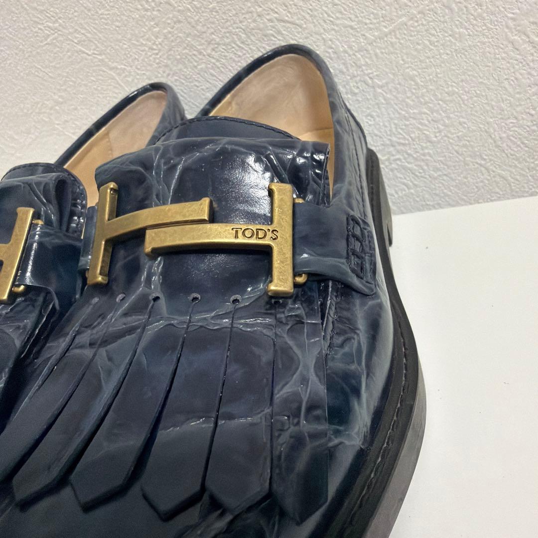 TOD'S ローファー フリンジ クロコ柄 24.5cm