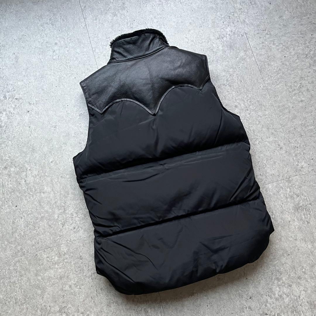 タ*埜様 ロッキーマウンテン グースダウンベスト レザー 黒 ウェスタンヨーク