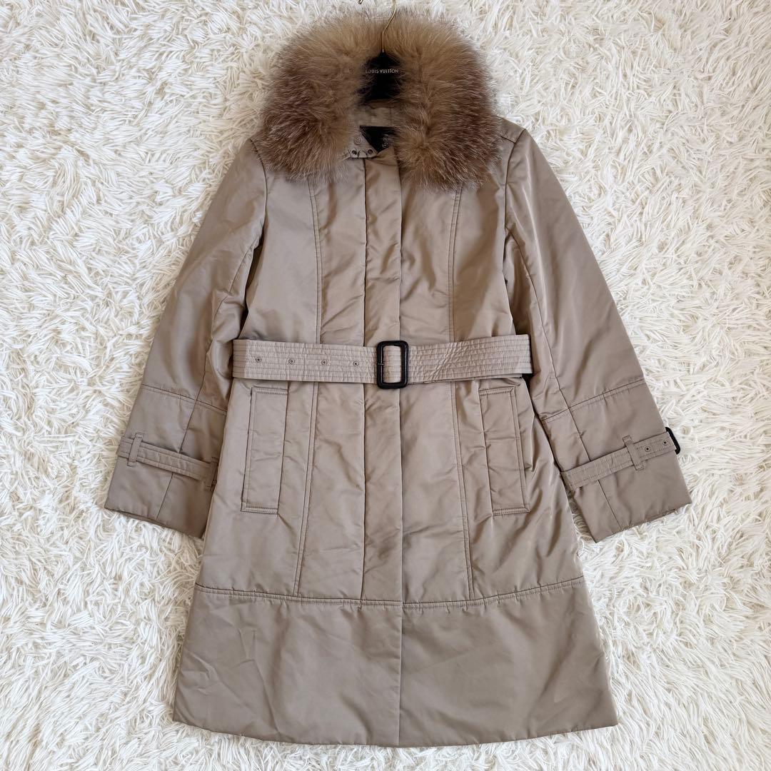 美品 バーバリーロンドン ロングコート FOXファー ノバチェック