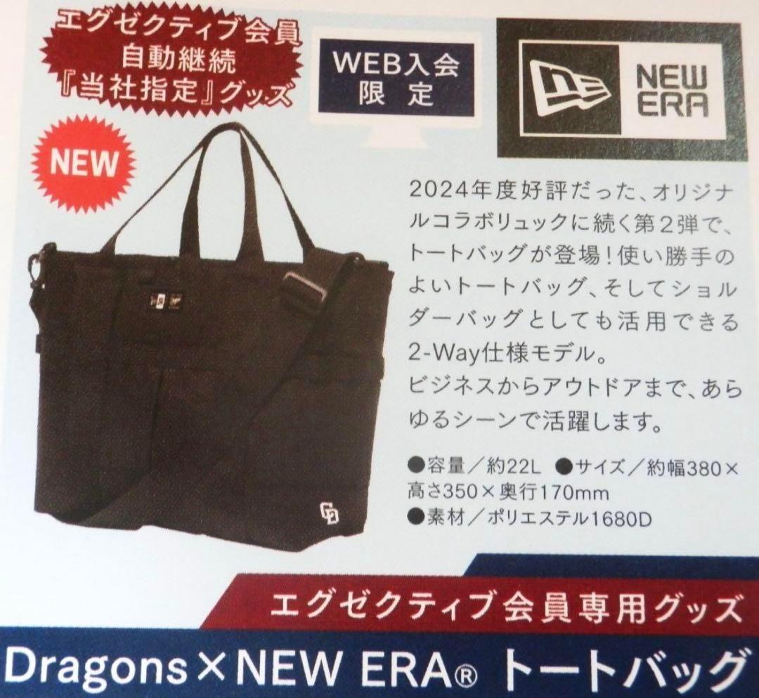 中日ドラゴンズ NEW ERA トートバッグ エグゼ会員 ドアラ膝掛け付き