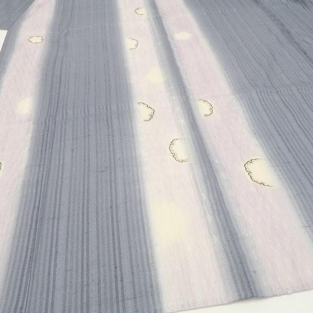 けだろう様専用 新品 夏単衣 やまと誂製 櫛引き織 雪輪 仕付糸付 紬