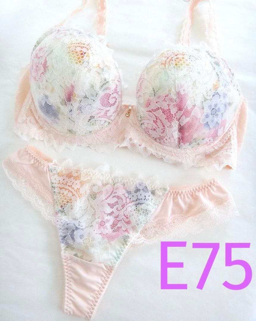 ワコール ルジェ ブラジャーE75 & ソングショーツM　薄ピンクレース ワコール ルジェ ブラジャーE75 & ソングショーツM 薄ピンクレース