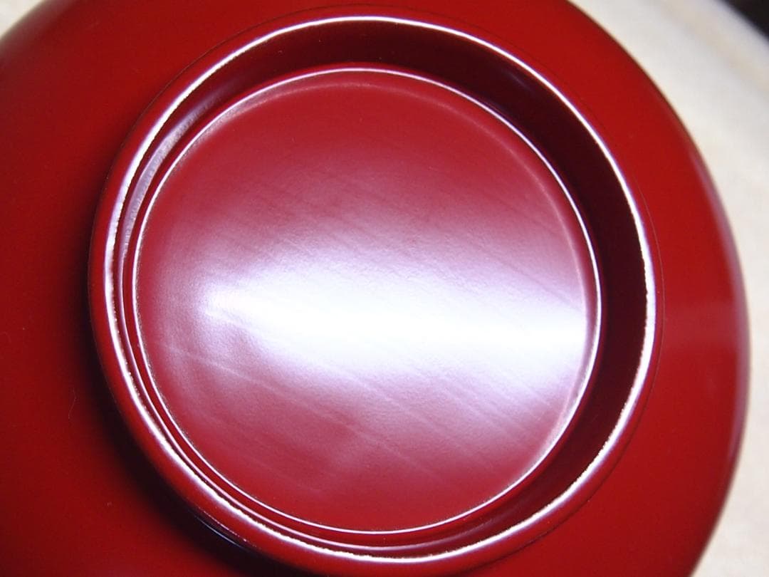 美品】輪島塗 西久保田漆器店 朱塗 桔梗蒔絵 小吸物椀 5客