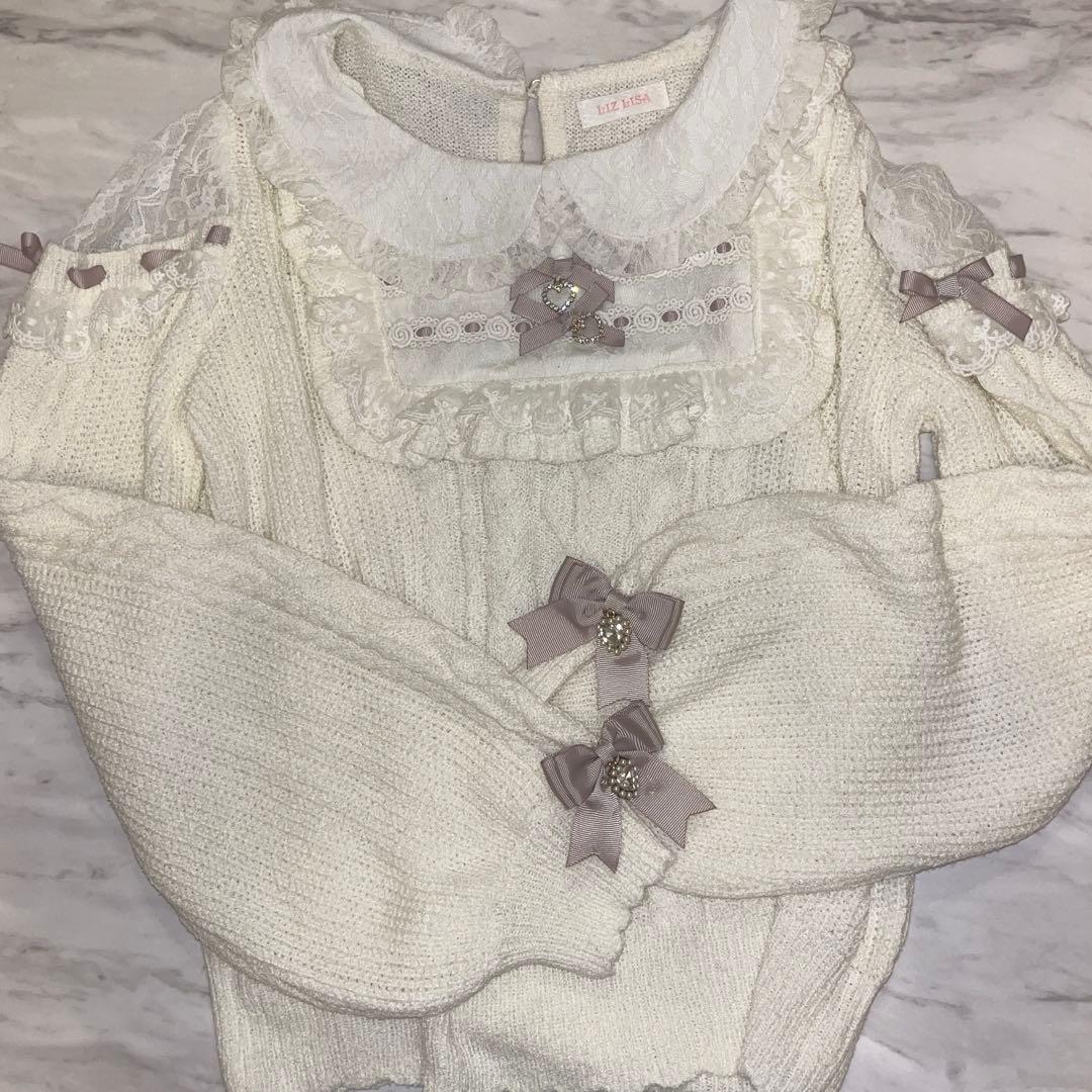 新品 スクエアヨークフリルニット トップス LIZLISA スナ系 量産型