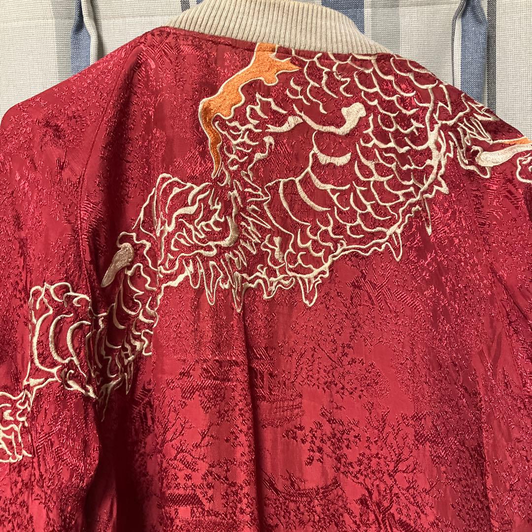 SCRIPT 花旅楽団 スカジャン 鯉×龍 リバーシブル 赤×黒 L 渋谷龍太