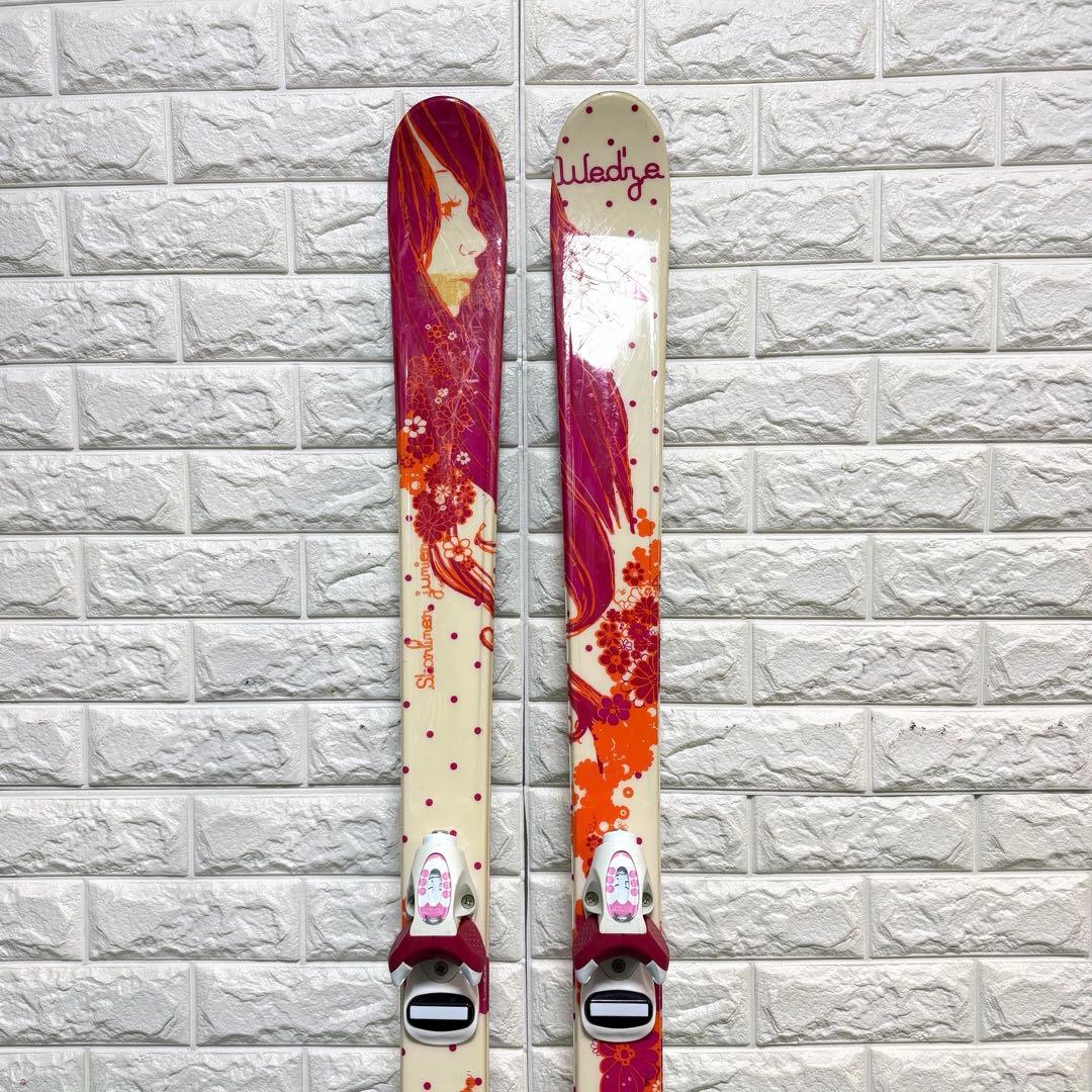 美品 スキー 板 ビンディング ステッキ レディース ケース付 ジュニア 140