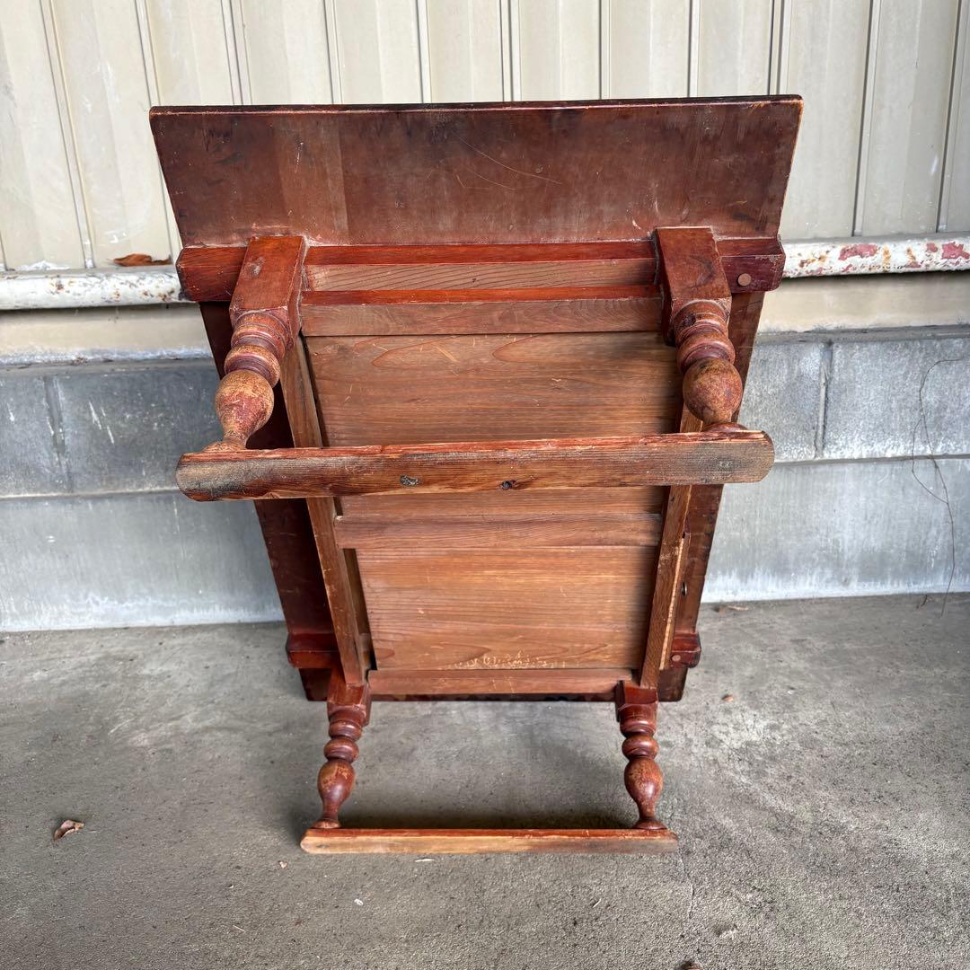 C4 昭和レトロ 古家具 無垢材 文机 木製座卓 引き出し付き ちゃぶ台 お経