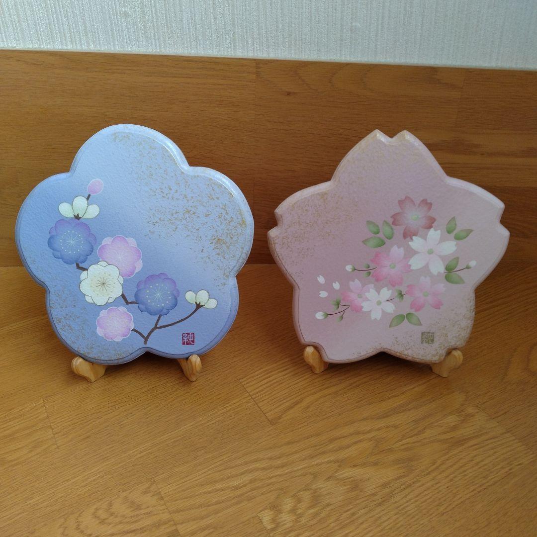 トールペイント作品 木製インテリア 桜 梅 ナチュラル雑貨 和風 置物