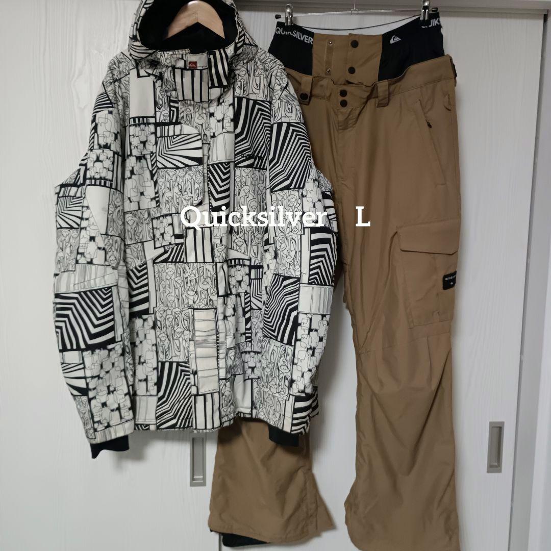 クイックシルバー　 ウェア　スノボー　上下セット　L　柄　ベージュ　白　黒 楽天市場】スノーボードウェア 上下セット メンズ レディース スキー
