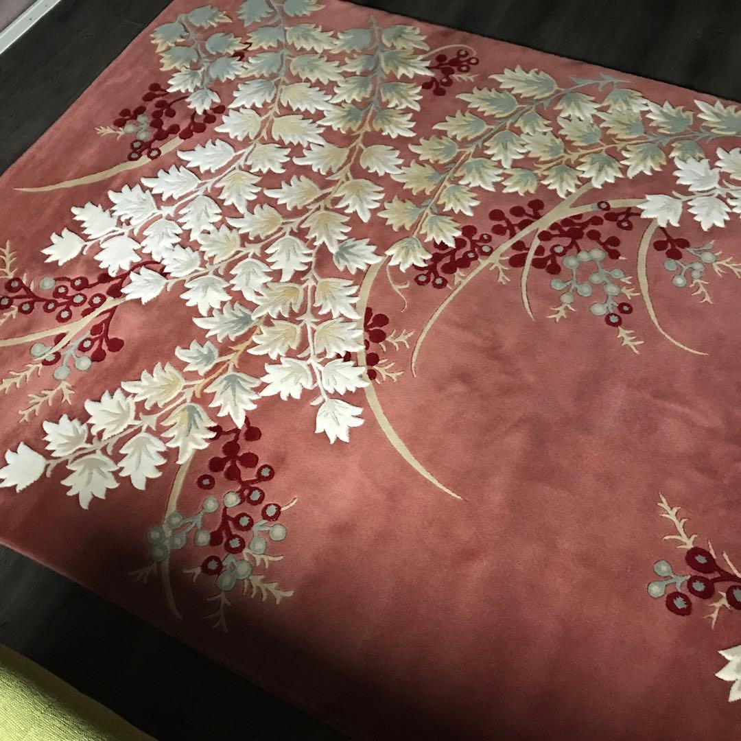 花柄 和風 ラグ ラグマット 段通 絨毯169×241.5cm ローズ