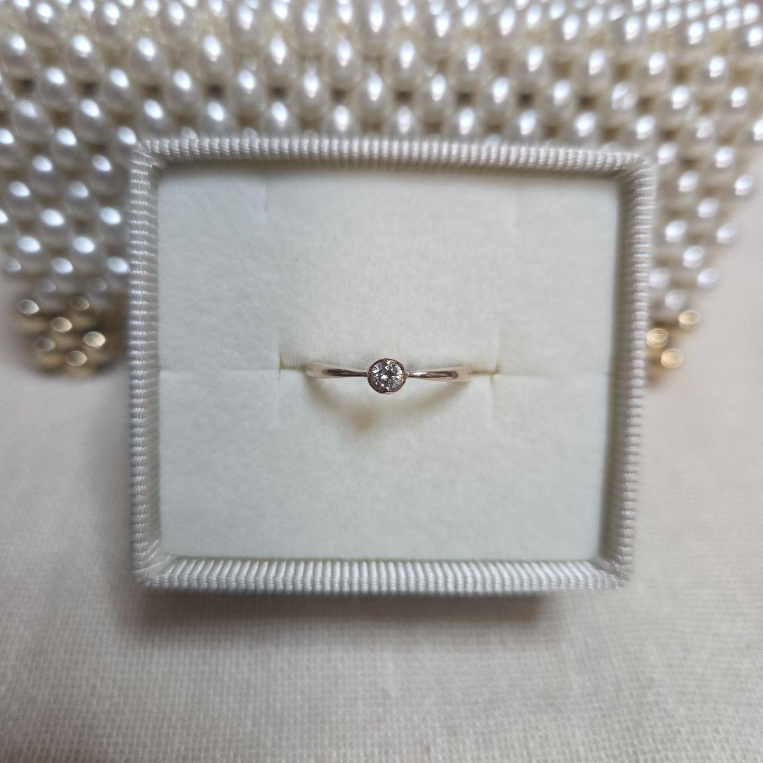 K10PG 1粒 ダイヤ 0.1ct リング