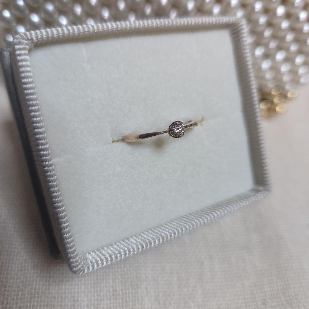 K10PG 1粒 ダイヤ 0.1ct リング