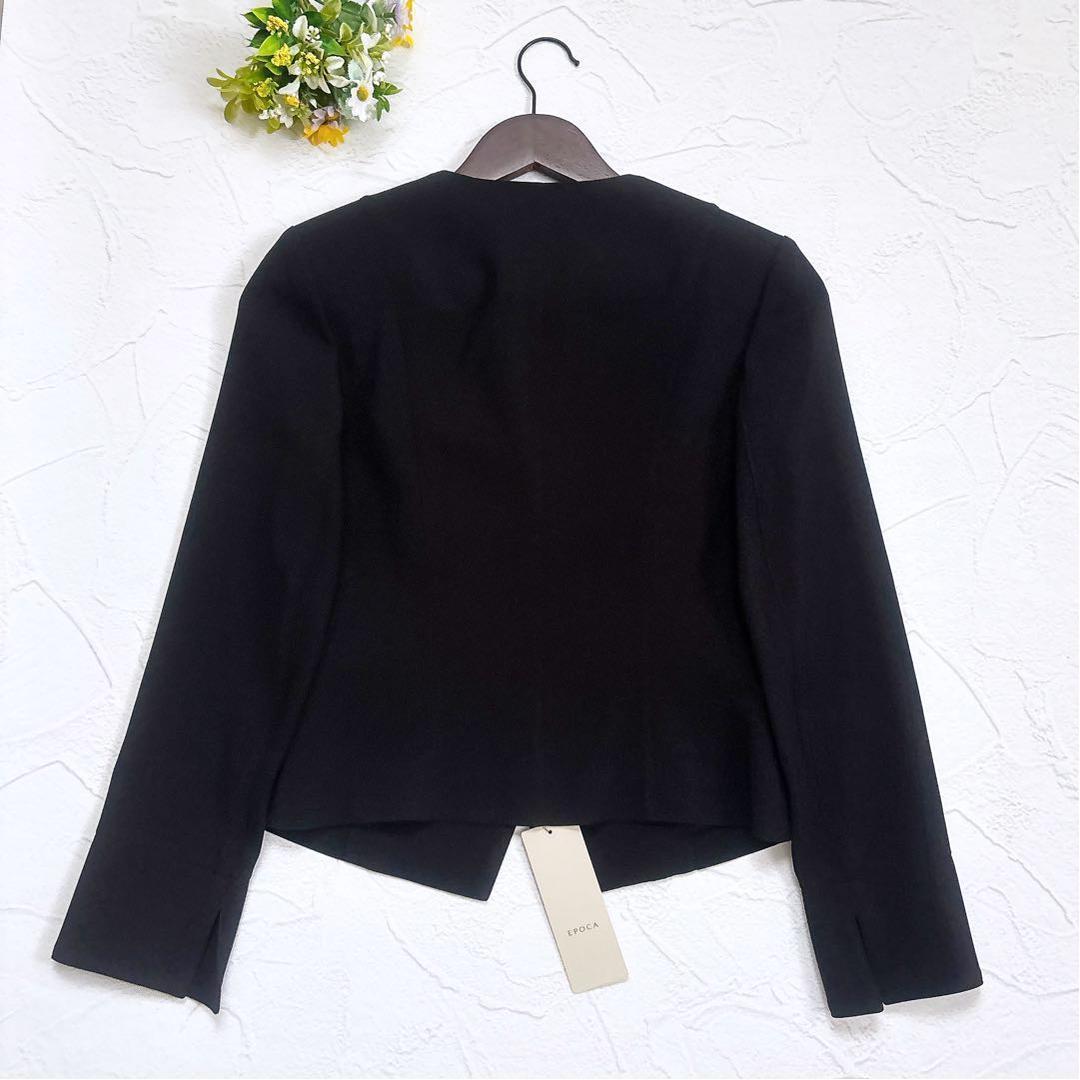 《専用》EPOCA ライトクロス ノーカラージャケット 黒 ロゴボタン 洗える