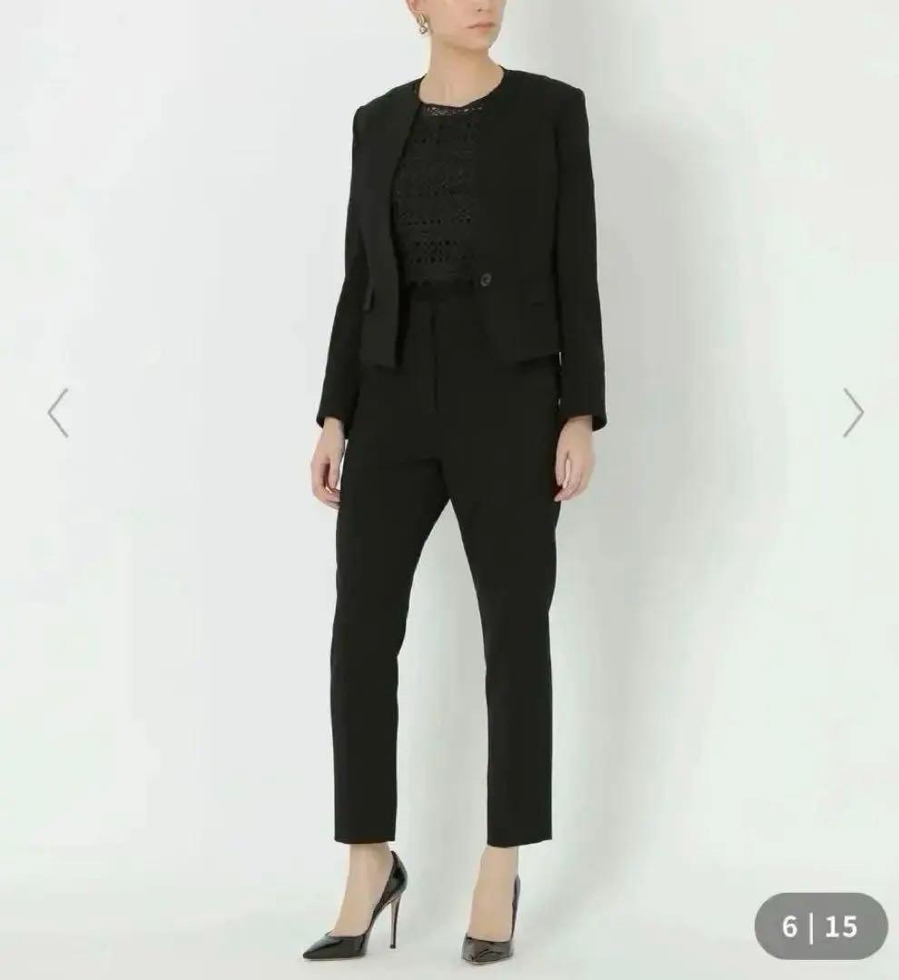 《専用》EPOCA ライトクロス ノーカラージャケット 黒 ロゴボタン 洗える