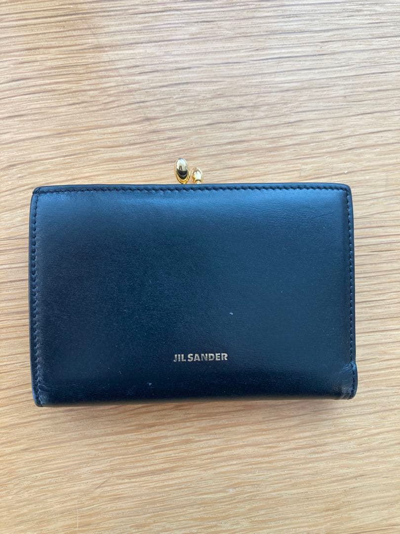 希少品 JIL SANDER goji 二つ折り財布 がま口 ブラック ゴールド