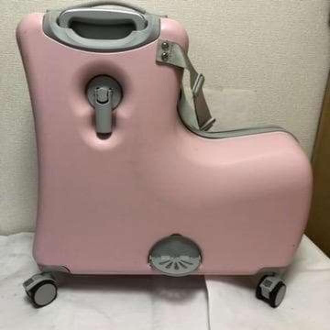 中古】子供が乗れるキャリーケース キッズトラベル Mサイズ ピンクZ27