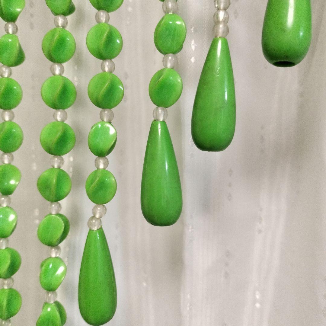 昭和レトロ ナルサ ビーズ珠のれん グリーン 緑 - メルカリ