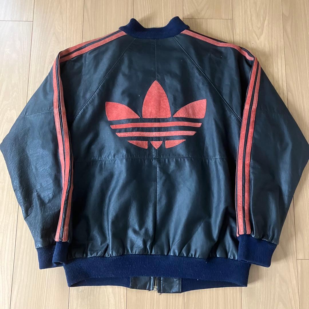 80s RANDMC レザージャケット アディダス adidas ブラック 赤 - メルカリ