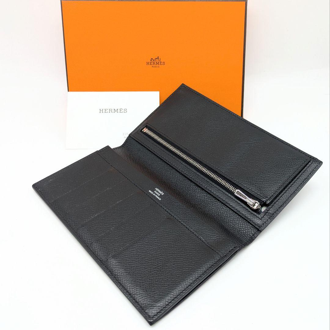 【箱/保証書付き未使用級】シチズンツイルロング エルメス 長財布 2つ折り 黒