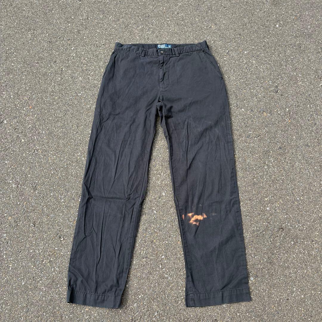 90's ラルフローレン チノパン ポロチノ ツータック 黒 ブラック