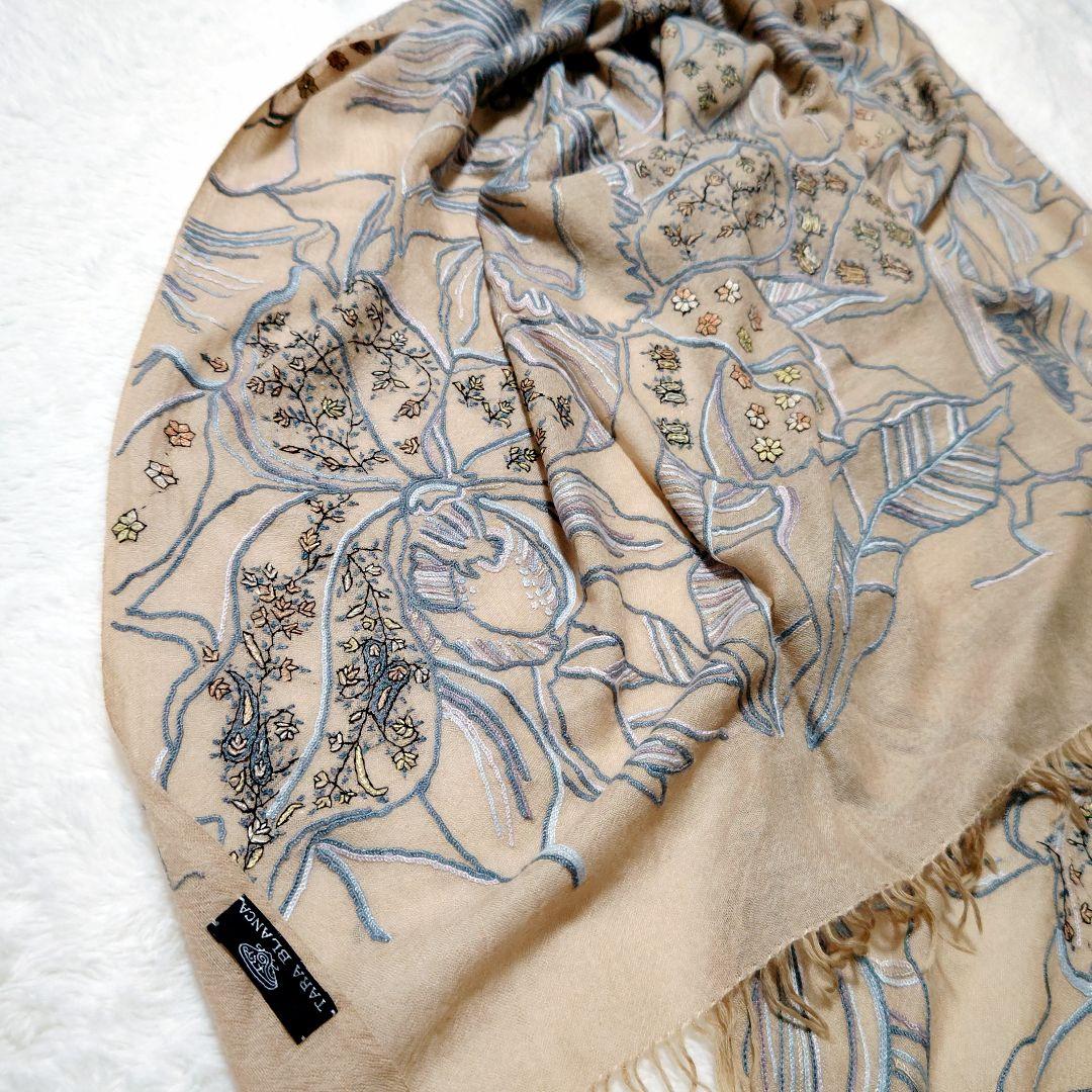 TARA BLANCA ターラ ブランカ 手刺繍 花柄 大判 ストール 高級 - メルカリ