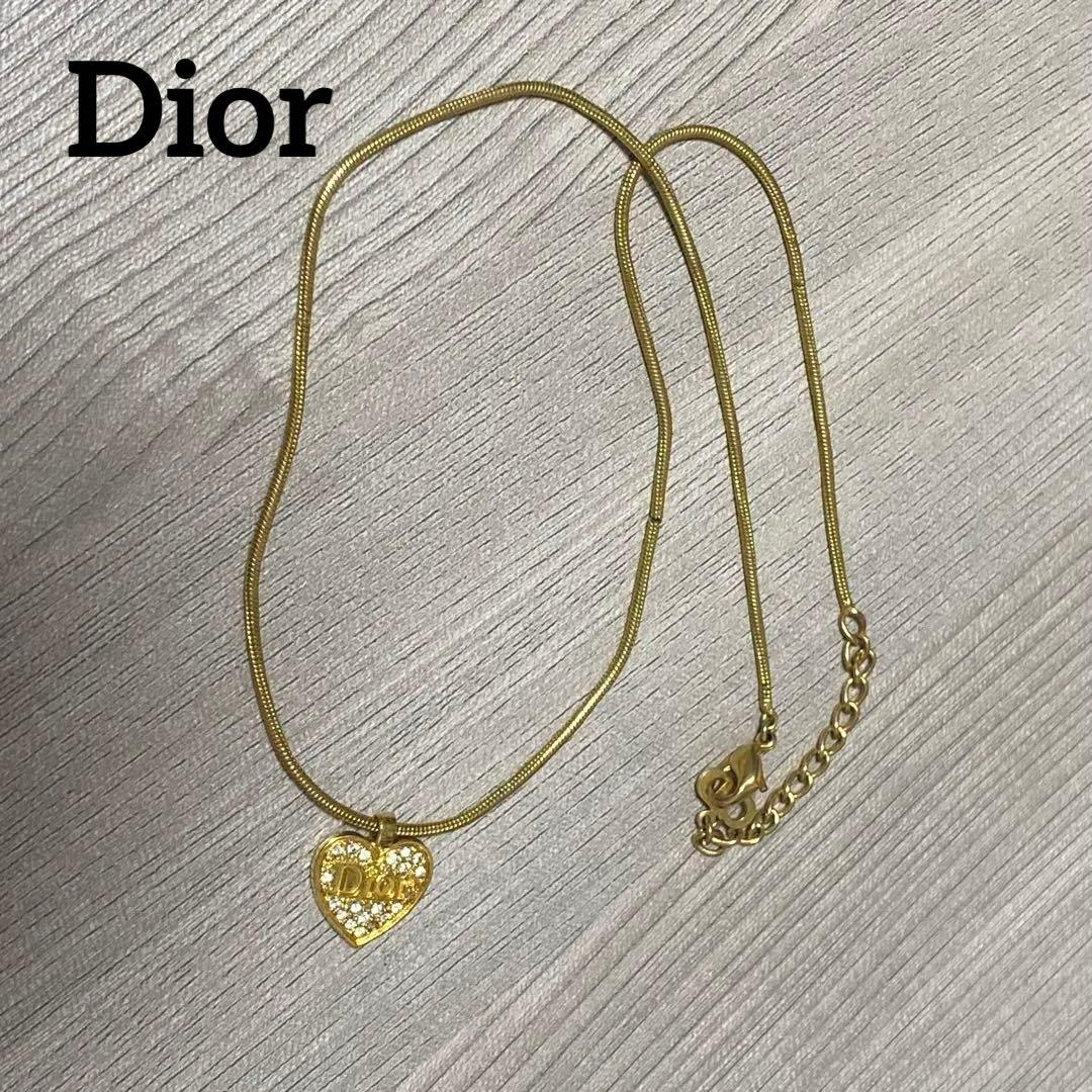 DIOR】ディオール ゴールド ハート ペンダント ネックレス ライン