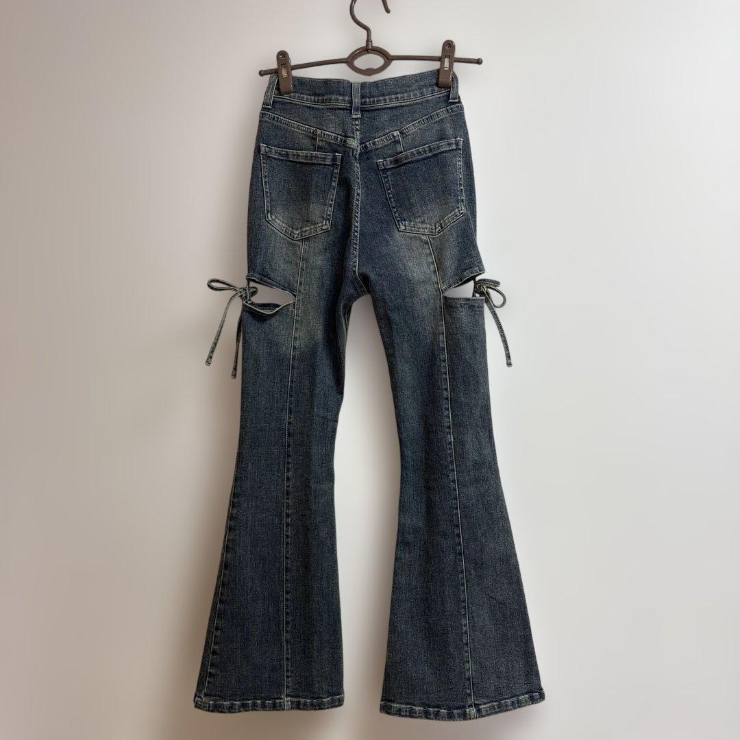 RESEXXY カットアウトリボンデニムパンツ ブルー XS - メルカリ