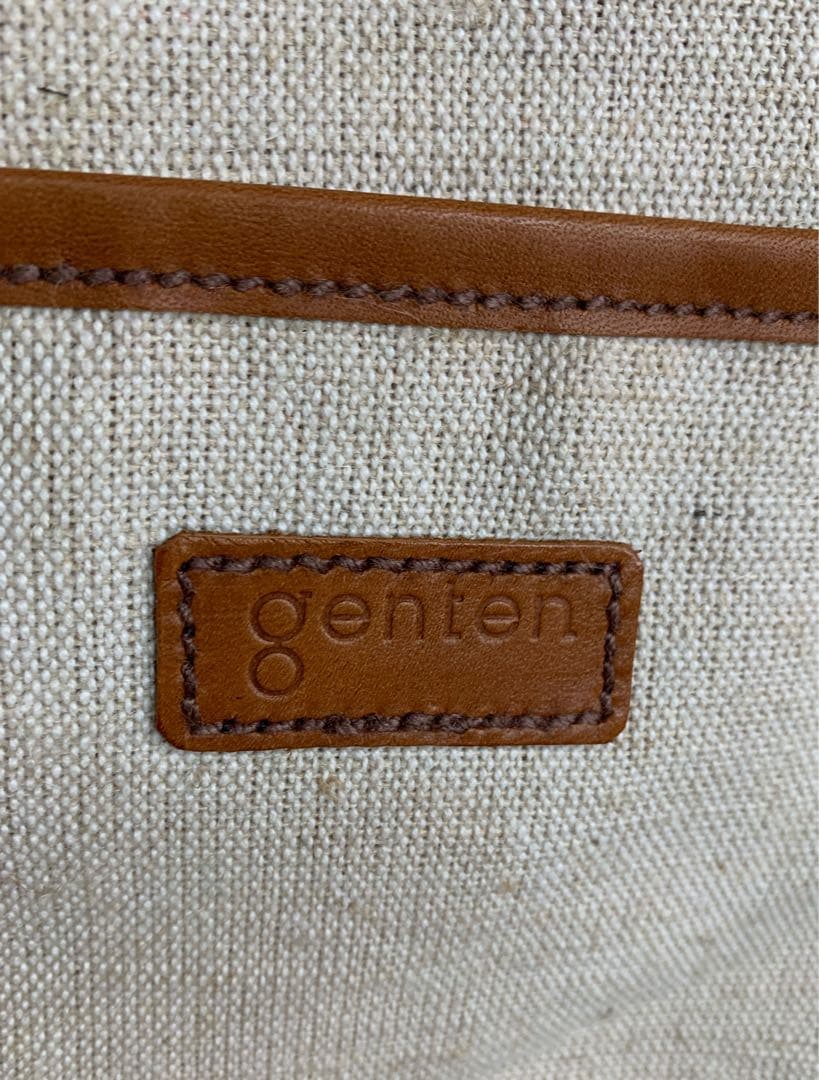 genten トートバッグ 大きめ 布×革 幾何学柄 タグ付き ヴィンテージ風