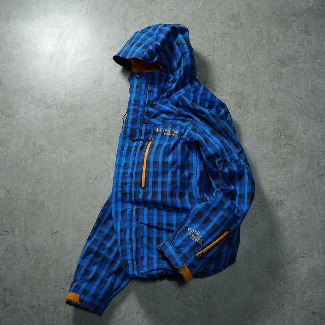 00s Columbia shell jacket 短丈 チェック柄 テック系
