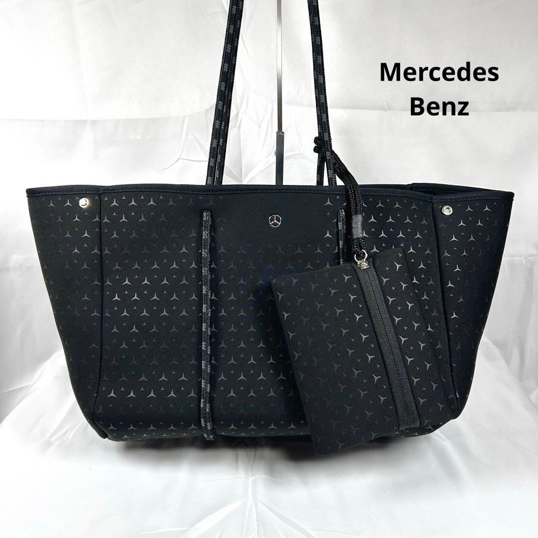 メルセデスベンツ ハンドバッグ 総柄 ボンディング ブラック ポーチ付