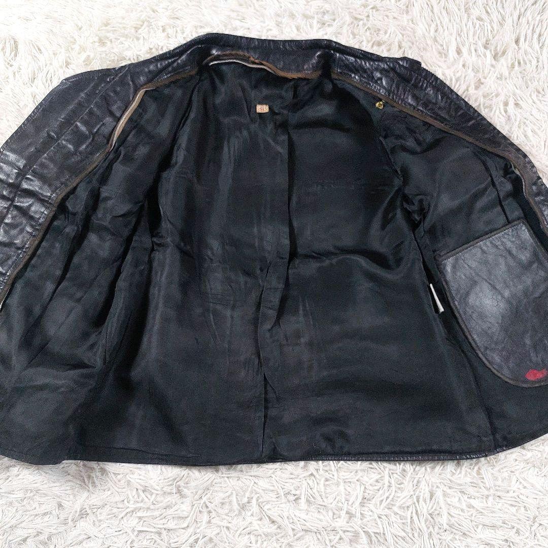 60s~70s デカタロン シングルレザーライダースジャケット ワッペン革