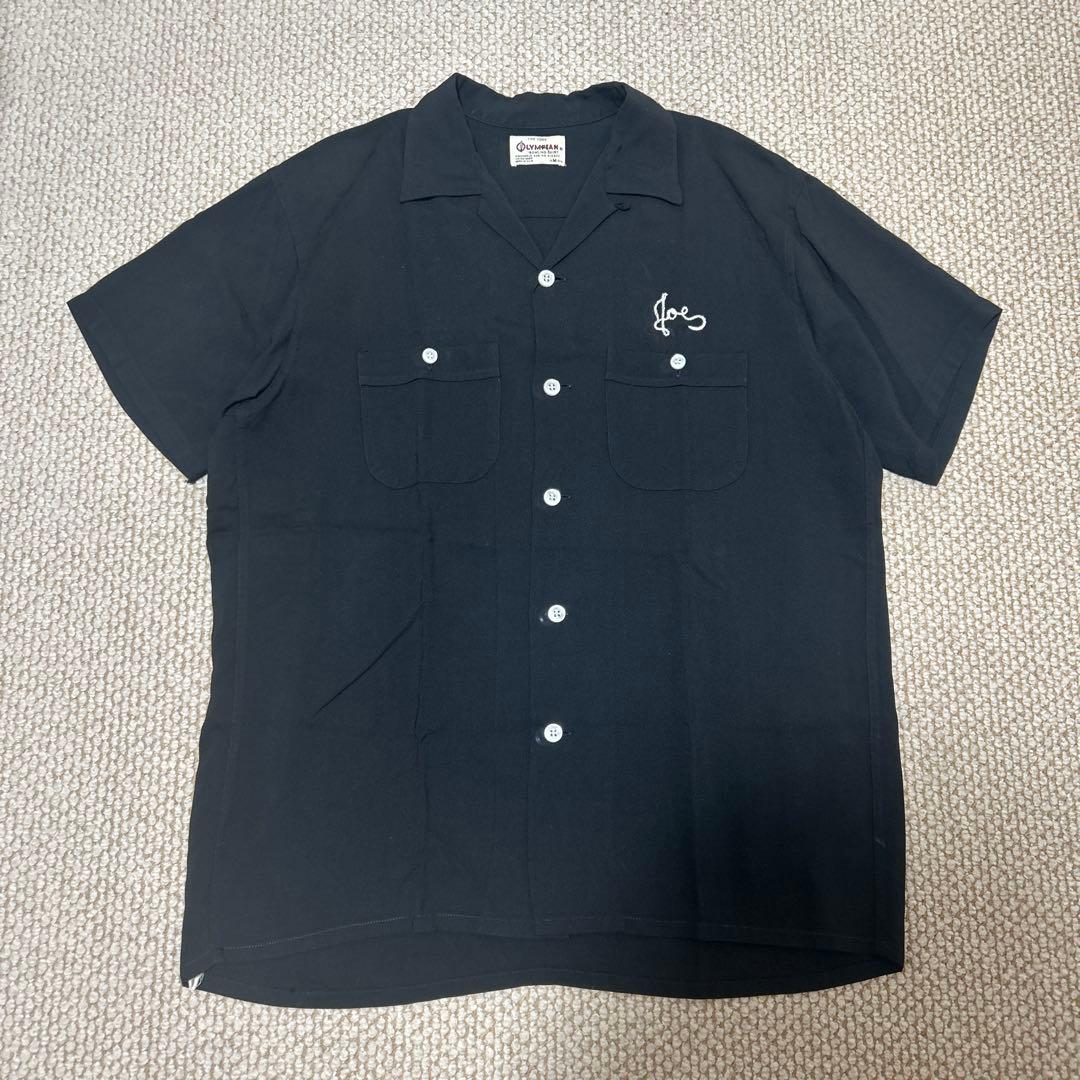 60s レーヨンシャツ ブラックOlympian ボウリングシャツ - メルカリ