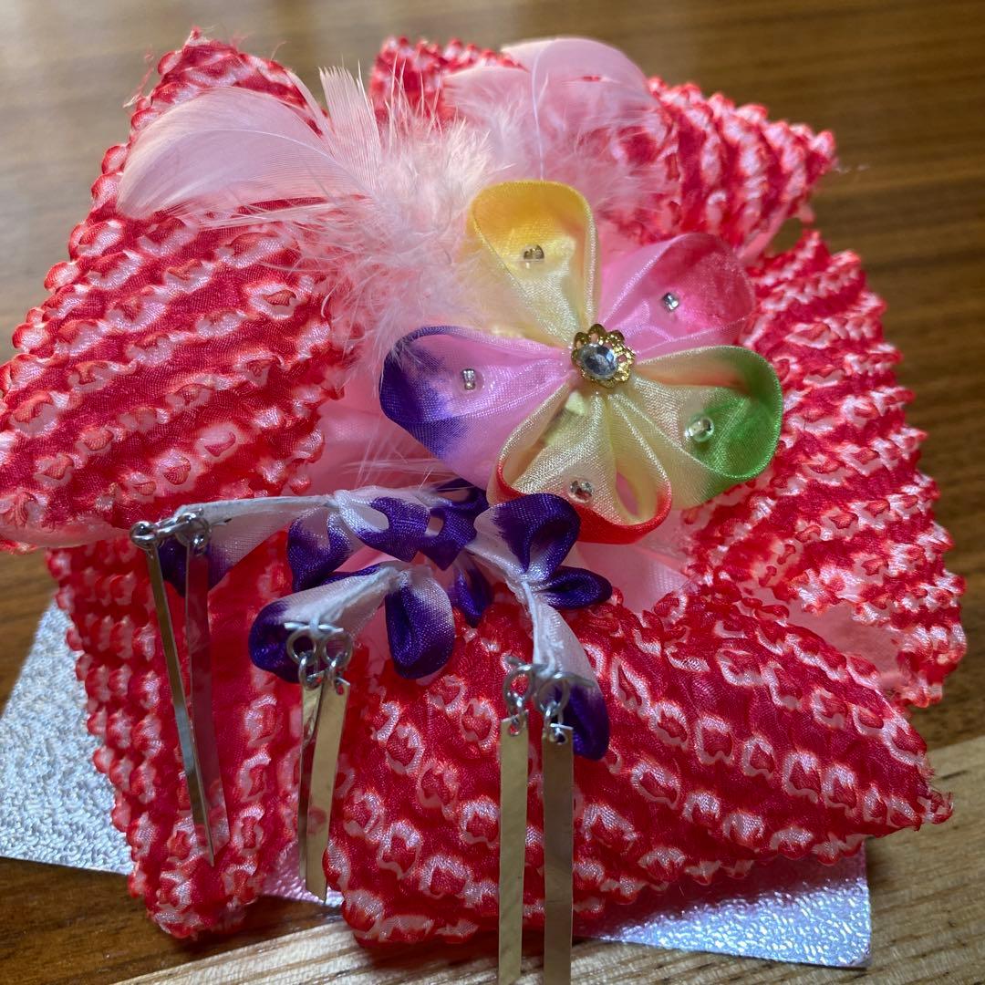 《美品》3歳七五三被布,絞り風お着物,草履,巾着セット