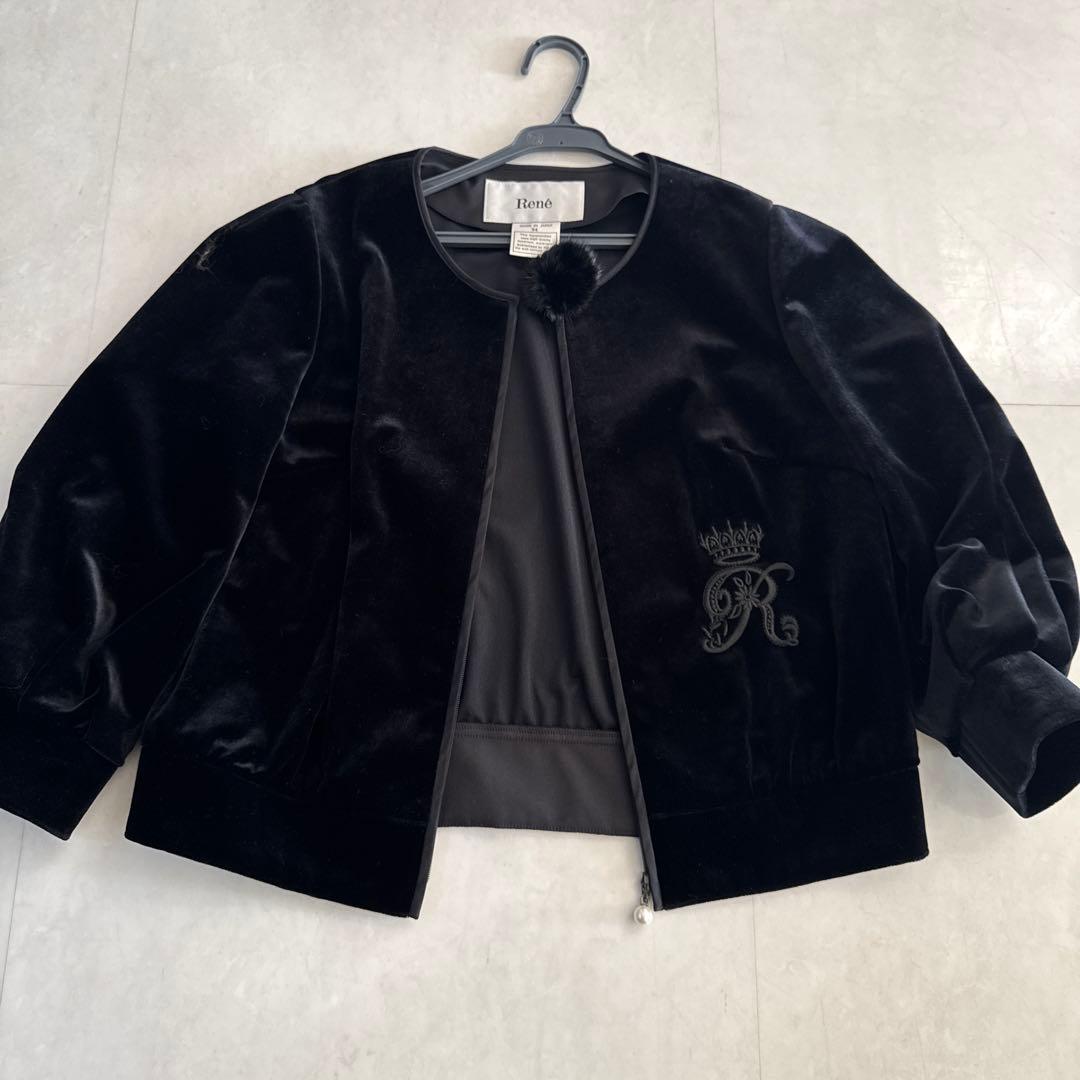 完売！Renè ノーカラージャケット 黒 ベロア34 - メルカリ