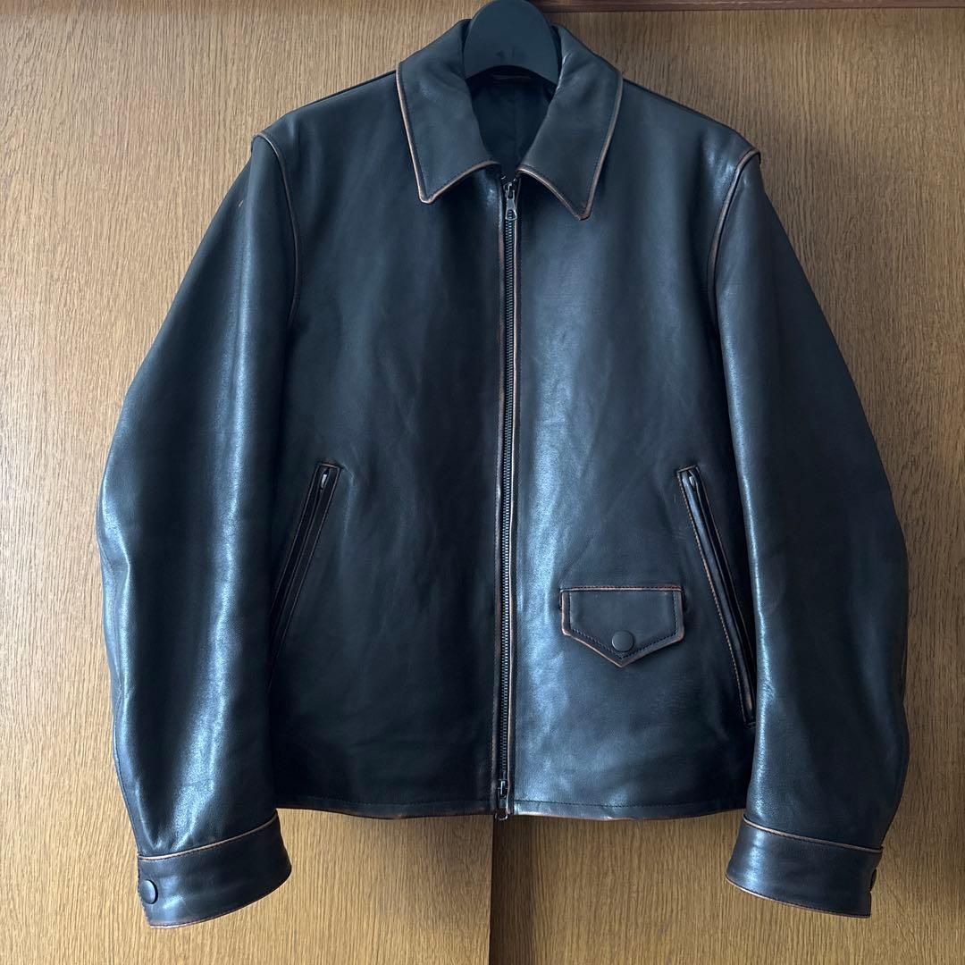 美品】ÉDIFICEラムレザーフレンチ アンティーク ライダースジャケット