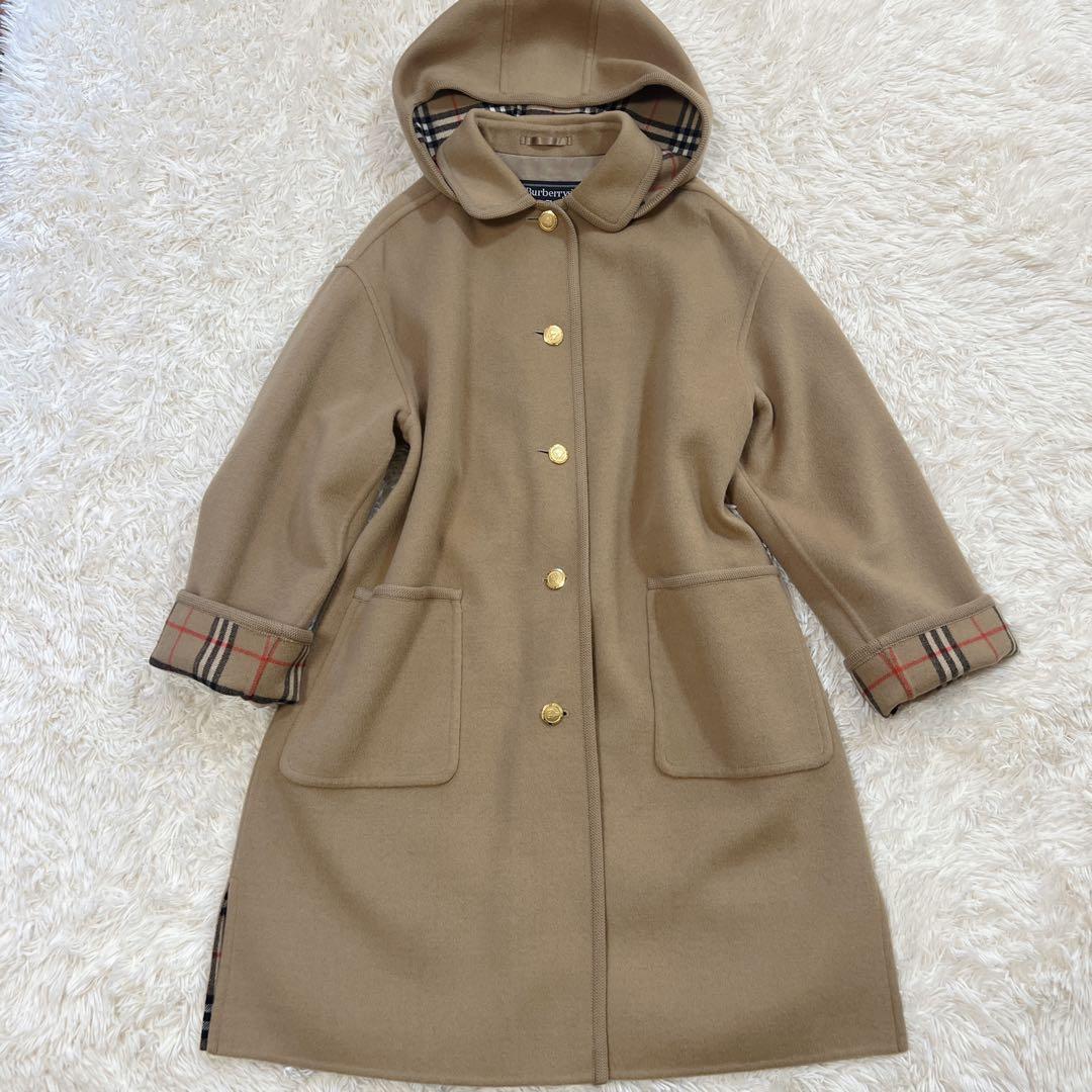 バーバリー 大きいサイズ ダブルフェイス ロングコート ノバチェック