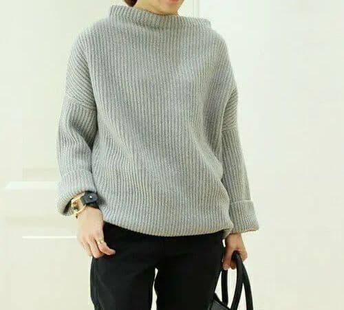 ドゥーズィエムクラス アゼプルオーバー ボトルネックニット グレー