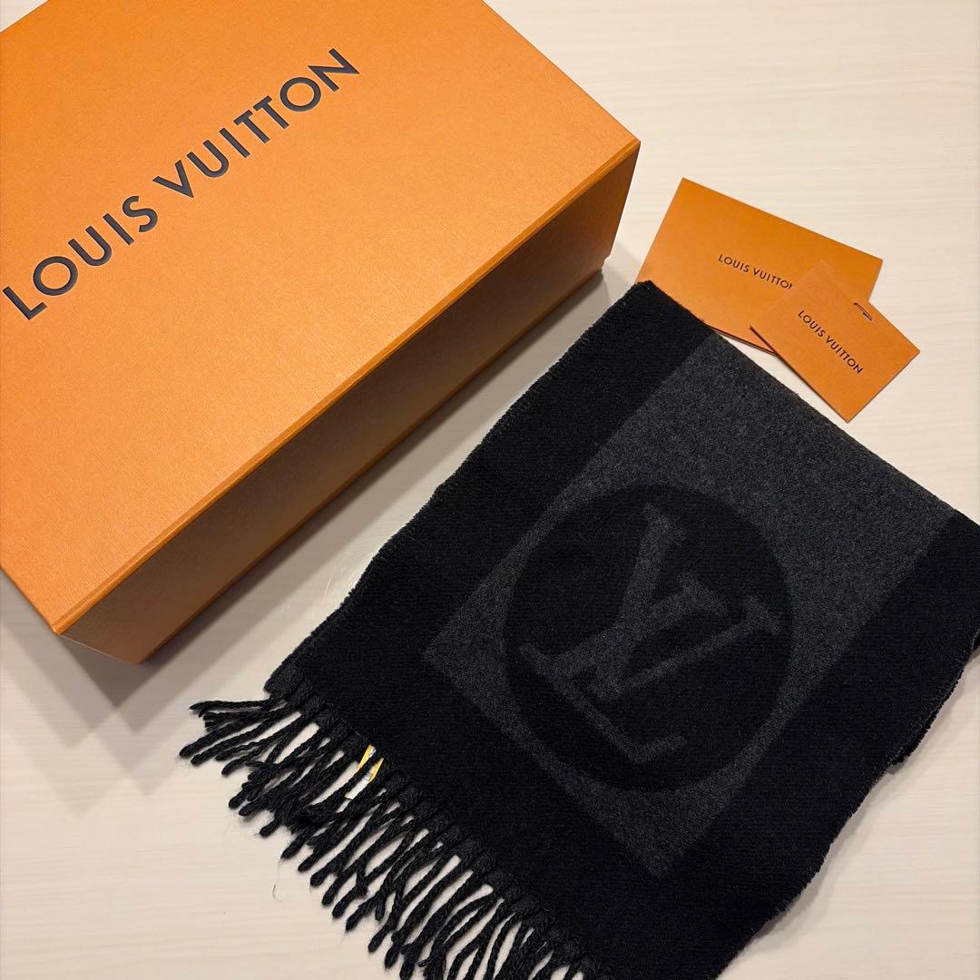 Louis Vuitton ロゴマフラー ブラック/グレー