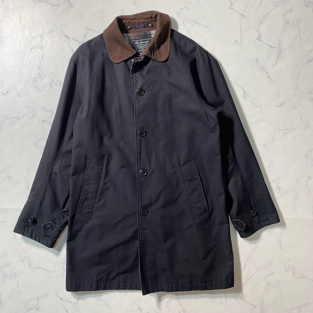 【美品】アナクロノーム　ステンカラーコート　裏地 フランネル＆オンブレ　サイズ3